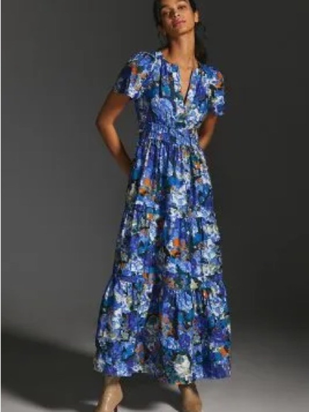 Do not buy! JY26 Anthropologie Somerset Maxi Dress in a blue abstract floral